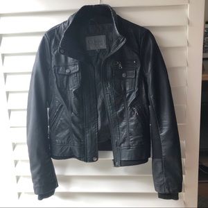 Faux leather motorcycle jacket